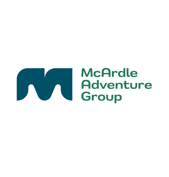 McArdle Logo_2x Logo with a stylised dark teal “M” shape on the left and green text reading “McArdle Adventure Group” on the right, all on a light grey background.