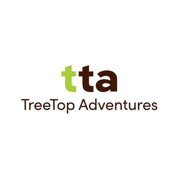 tta logo_2x TreeTop Adventures logo with “tta” in green and brown lowercase letters above the words “TreeTop Adventures” on a light grey background.